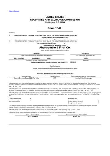 Miniature Abercrombie & Fitch 10-Q Rapport trimestriel 2021 