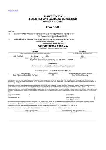 Miniature Abercrombie & Fitch 10-Q Rapport trimestriel 2021 