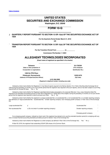 Thumbnail ATI Inc.
 10-Q Quarterly Report FY2018 