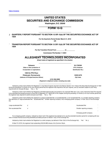 Thumbnail ATI Inc.
 10-Q Quarterly Report FY2019 
