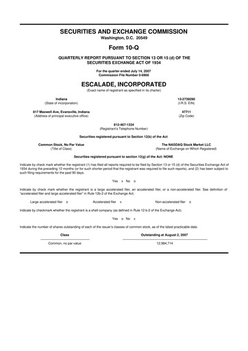 Thumbnail Escalade Sports 10-Q Quarterly Report FY 