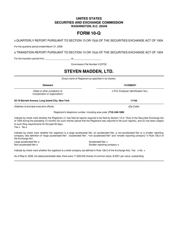 Thumbnail Steve Madden
 10-Q Quarterly Report FY 