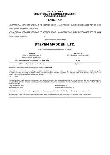 Thumbnail Steve Madden
 10-Q Quarterly Report FY 