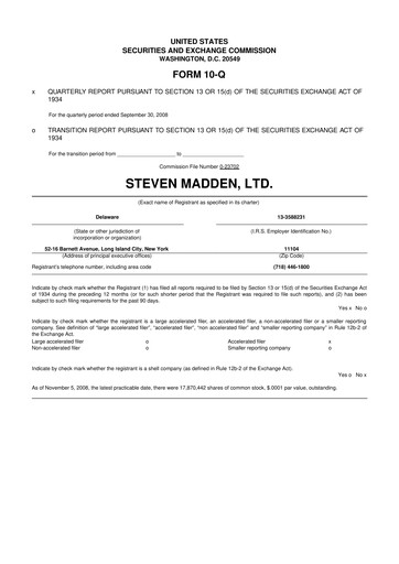 Thumbnail Steve Madden
 10-Q Quarterly Report FY 