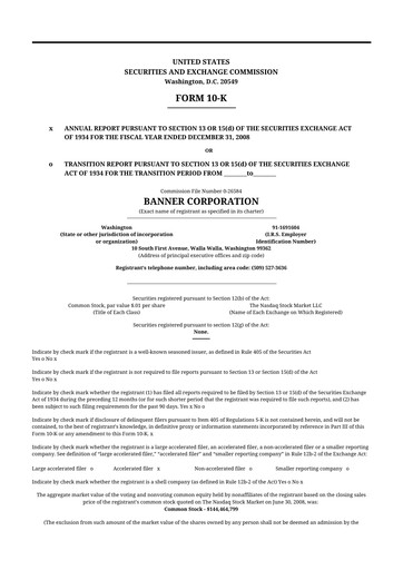 Miniature Banner Bank
 10-K Rapport annuel 