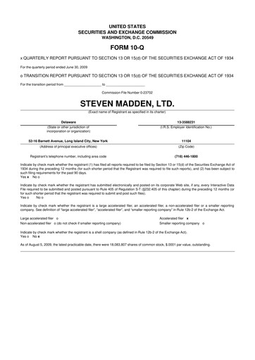 Thumbnail Steve Madden
 10-Q Quarterly Report FY 