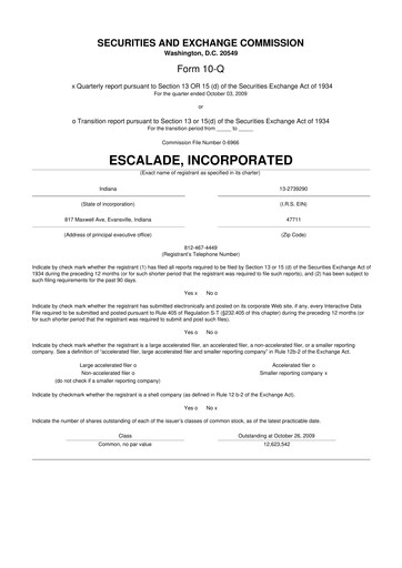 Thumbnail Escalade Sports 10-Q Quarterly Report FY 