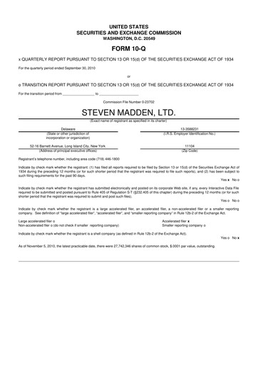 Thumbnail Steve Madden
 10-Q Quarterly Report FY 