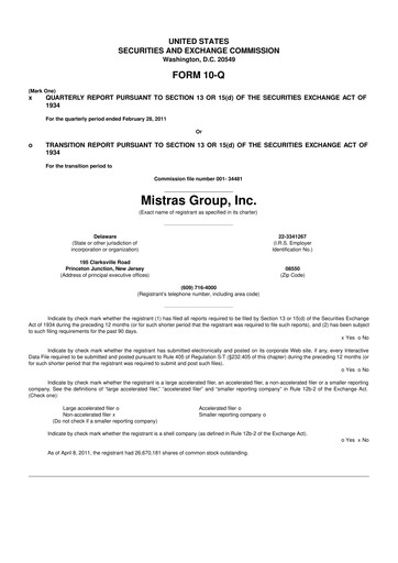 Thumbnail MISTRAS Group
 10-Q Quarterly Report FY 
