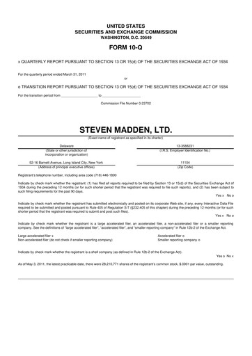 Thumbnail Steve Madden
 10-Q Quarterly Report FY2011 
