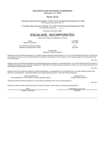 Thumbnail Escalade Sports 10-Q Quarterly Report FY2011 