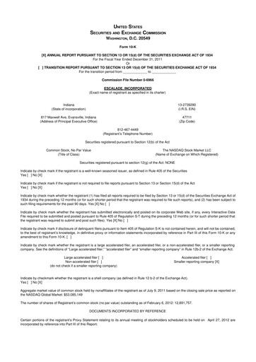 Thumbnail Escalade Sports 10-K Annual Report 2011