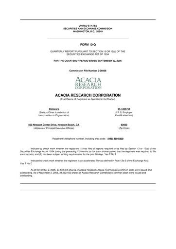 Thumbnail Acacia Research
 10-Q Quarterly Report FY 