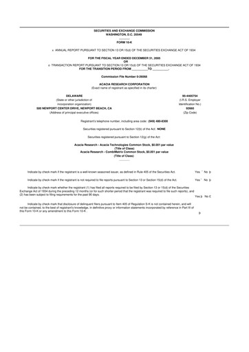 Thumbnail Acacia Research
 10-K Annual Report 