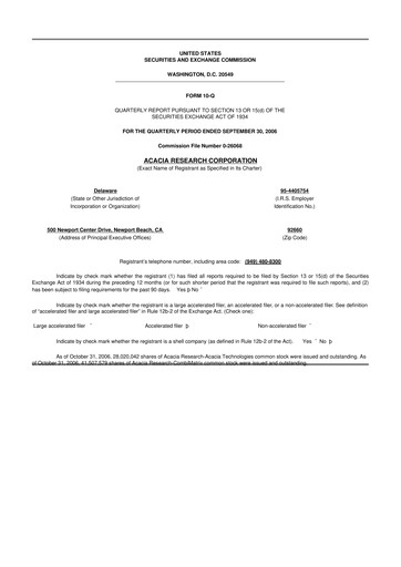Thumbnail Acacia Research
 10-Q Quarterly Report FY 