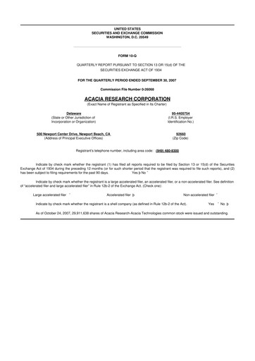 Thumbnail Acacia Research
 10-Q Quarterly Report FY 