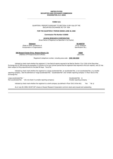 Thumbnail Acacia Research
 10-Q Quarterly Report FY 