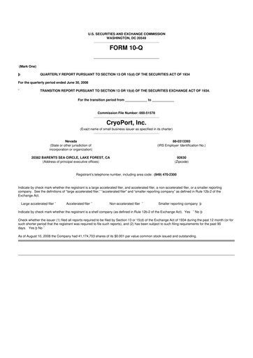 Thumbnail CryoPort 10-Q Quarterly Report FY 