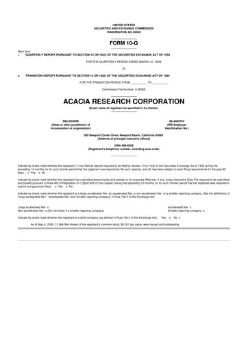 Thumbnail Acacia Research
 10-Q Quarterly Report FY 