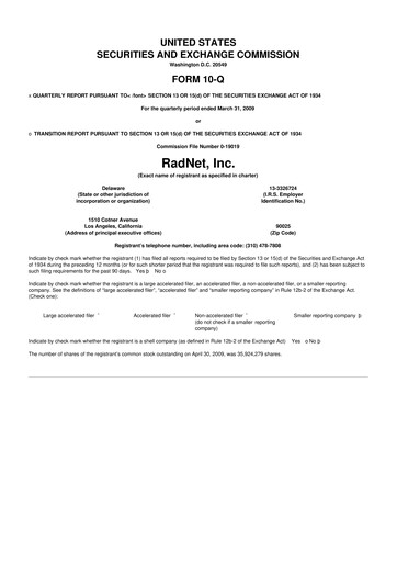 Thumbnail RadNet 10-Q Quarterly Report FY 