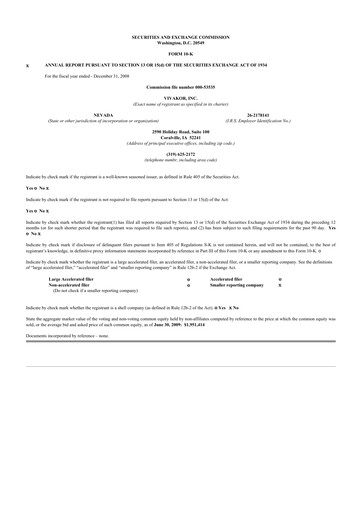 Thumbnail Vivakor 10-K Annual Report 