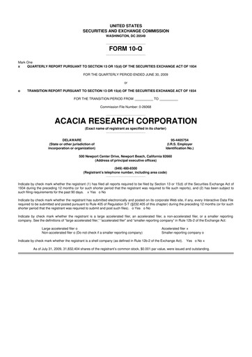 Thumbnail Acacia Research
 10-Q Quarterly Report FY 