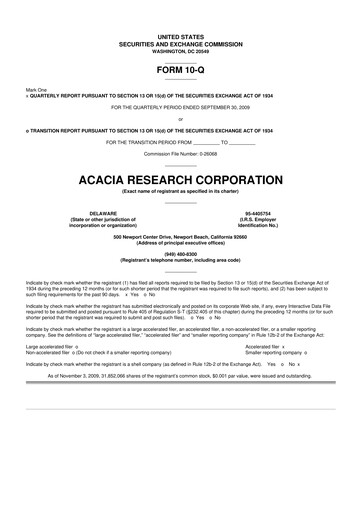 Thumbnail Acacia Research
 10-Q Quarterly Report FY 