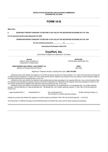 Thumbnail CryoPort 10-Q Quarterly Report FY 