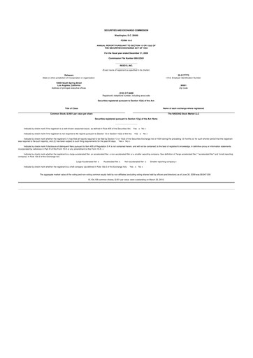 Thumbnail Reed's, Inc. 10-K Annual Report 