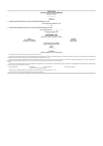 Thumbnail Lantronix 10-Q Quarterly Report FY 