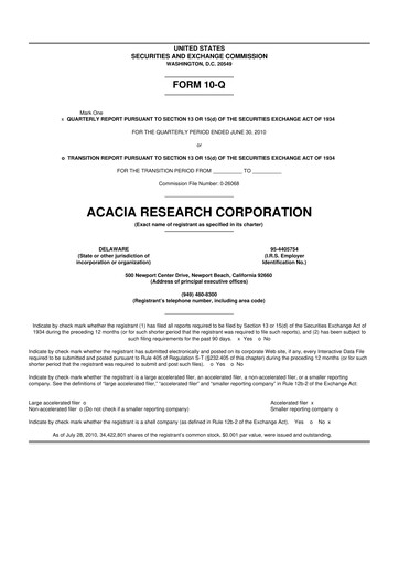 Thumbnail Acacia Research
 10-Q Quarterly Report FY 