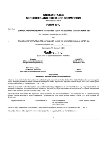 Thumbnail RadNet 10-Q Quarterly Report FY 