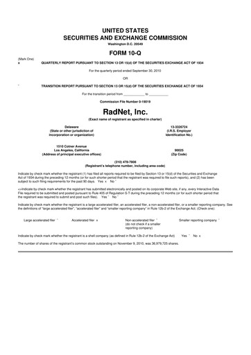 Thumbnail RadNet 10-Q Quarterly Report FY 