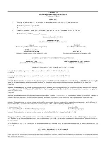 Thumbnail Simulations Plus
 10-K Annual Report 