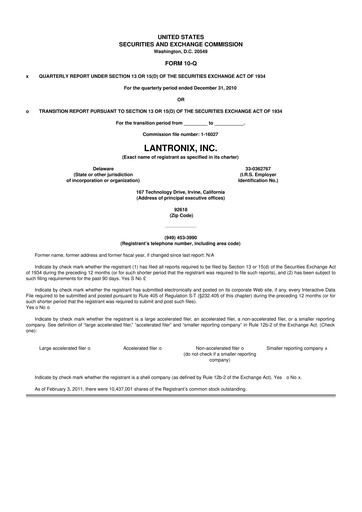 Thumbnail Lantronix 10-Q Quarterly Report FY 
