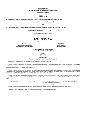 Thumbnail Lantronix 10-Q Quarterly Report FY 