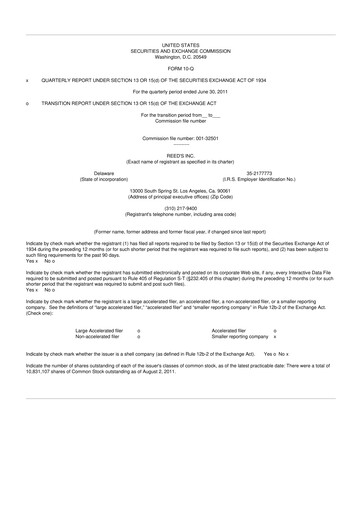 Thumbnail Reed's, Inc. 10-Q Quarterly Report FY2011 