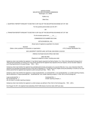 Thumbnail Aethlon Medical
 10-Q Quarterly Report FY 