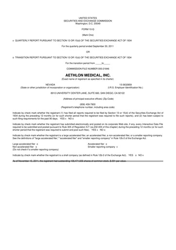 Thumbnail Aethlon Medical
 10-Q Quarterly Report FY2012 