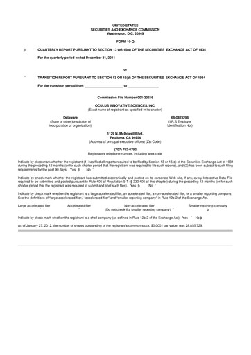 Thumbnail Sonoma Pharmaceuticals 10-Q Quarterly Report FY2012 