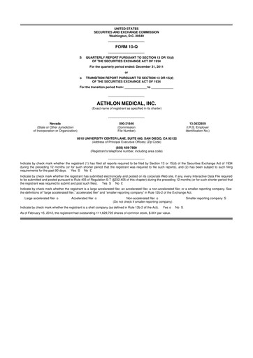 Thumbnail Aethlon Medical
 10-Q Quarterly Report FY2012 