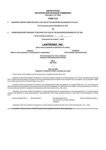 Thumbnail Lantronix 10-Q Quarterly Report FY2012 