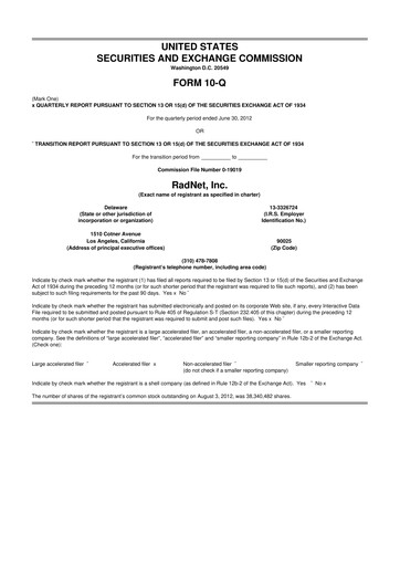 Thumbnail RadNet 10-Q Quarterly Report FY 