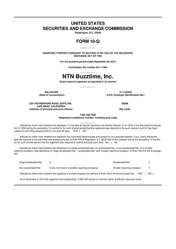 Thumbnail Eterna Therapeutics 10-Q Quarterly Report FY2012 