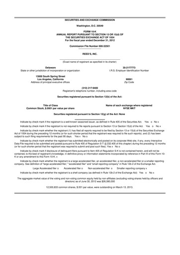 Thumbnail Reed's, Inc. 10-K Annual Report 2012