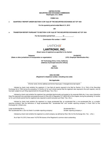 Thumbnail Lantronix 10-Q Quarterly Report FY2013 