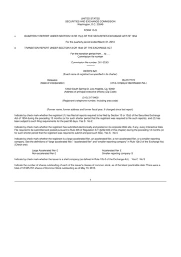 Thumbnail Reed's, Inc. 10-Q Quarterly Report FY2013 