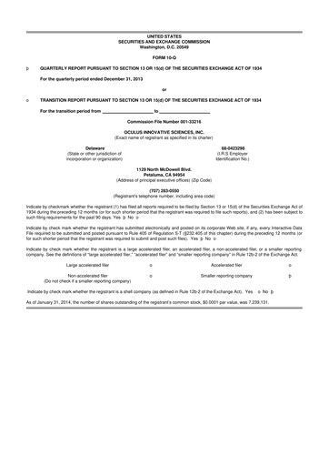 Thumbnail Sonoma Pharmaceuticals 10-Q Quarterly Report FY2014 