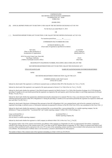 Thumbnail Aethlon Medical
 10-K Annual Report 2014