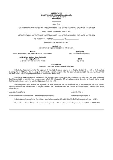 Thumbnail Live Ventures 10-Q Quarterly Report FY2014 